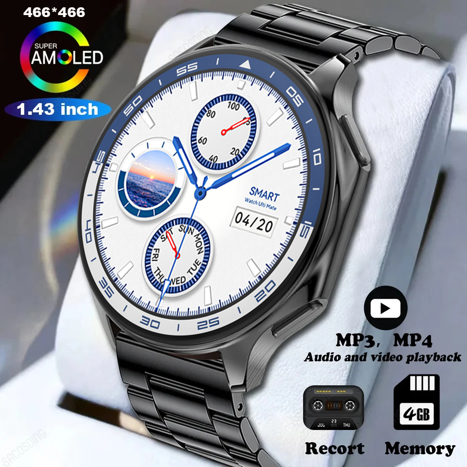 2024New For OPPO Watch Men Smart Watch 4GB Memory Music Video Bluetooth Call IP68 Waterproof AMOLED Smartwatch For TWS Earphones ราคา 13,169 บาท*ส่งฟรี