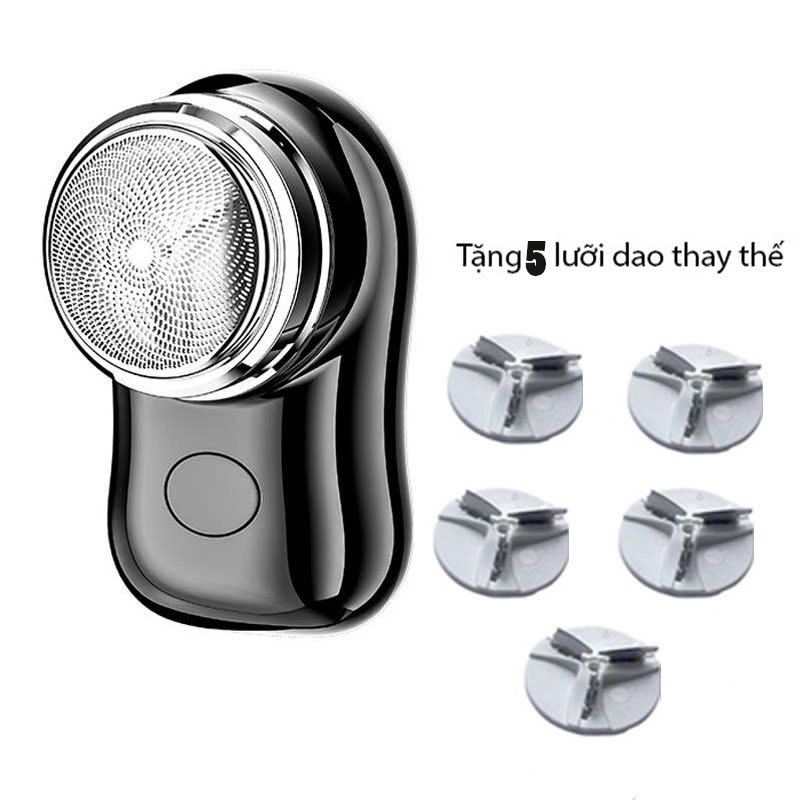    FREESHIP - Tặng 5 Lưỡi Dao Thay Thế   Máy Cạo Râu Nam Mini Bỏ Túi Sạc Pin Tiện Lợi  3 Lưỡi Tự Mài Độ Bền Cao 