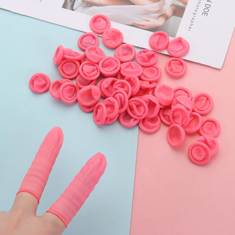 GRIP 100/300PCS Chống tĩnh điện Dùng một lần Chống trượt Mủ cao su Đôi găng tay cao su Che ngón tay Cũi ngón tay Găng tay bảo vệ đầu ngón tay