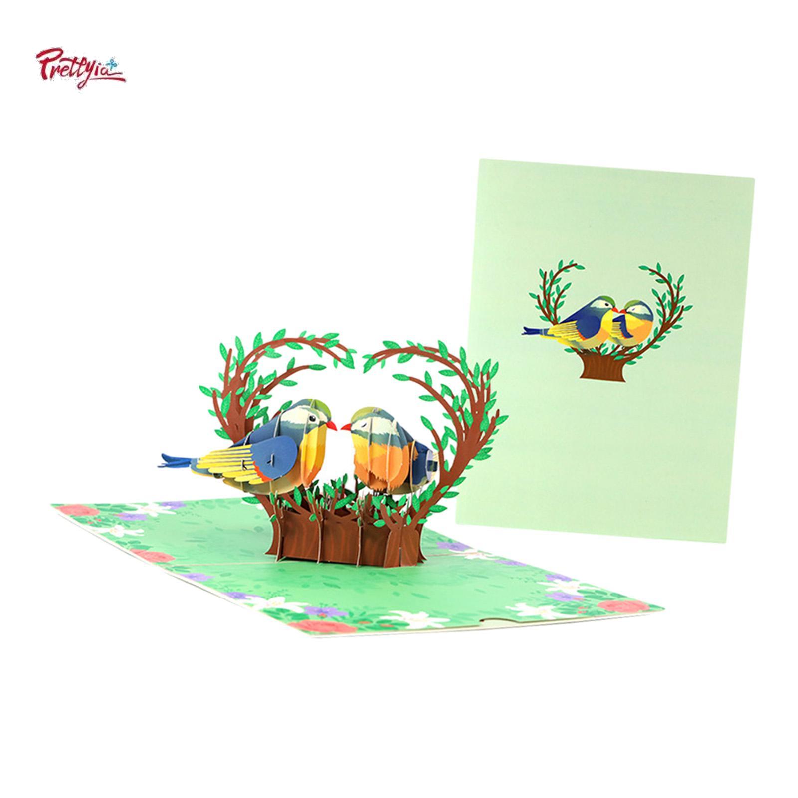 Prettyia 3D Popup Valentines Day Card Lovebirds Card Women Men Lovers Valentines Day Gift Decorative Festivals Romantic Greeting Cards ราคา 100 บาท*ส่งฟรี