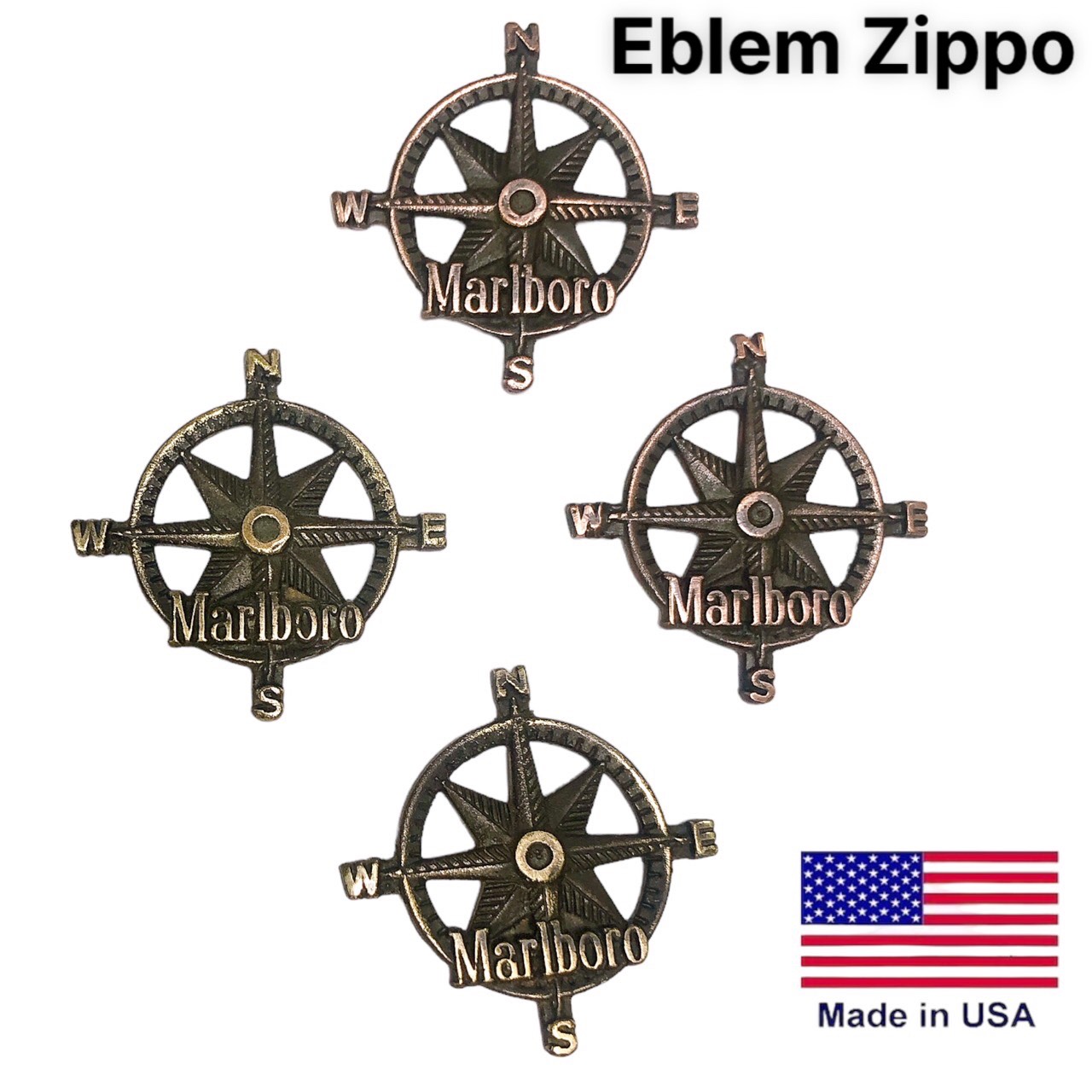 LZDEblem Zippo Mỹ chủ đề La bàn Chuẩn Zin Solid Brass đồng thau nguyên chất và đồng đỏ Copper