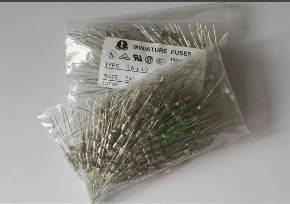 【Trending Now】 200pcs/1lot 3.6x10 3.6*10mm Lead Wire Slow Glass Fuse 0.5a 1a 1.5a 1.6a 2a 2.5a 3a 3.