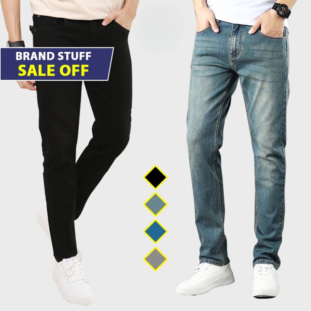 Quần jean nam co giãn 4 chiều có Big size quần bò màu trơn dáng basic 4menhn QUAN JEAN 002