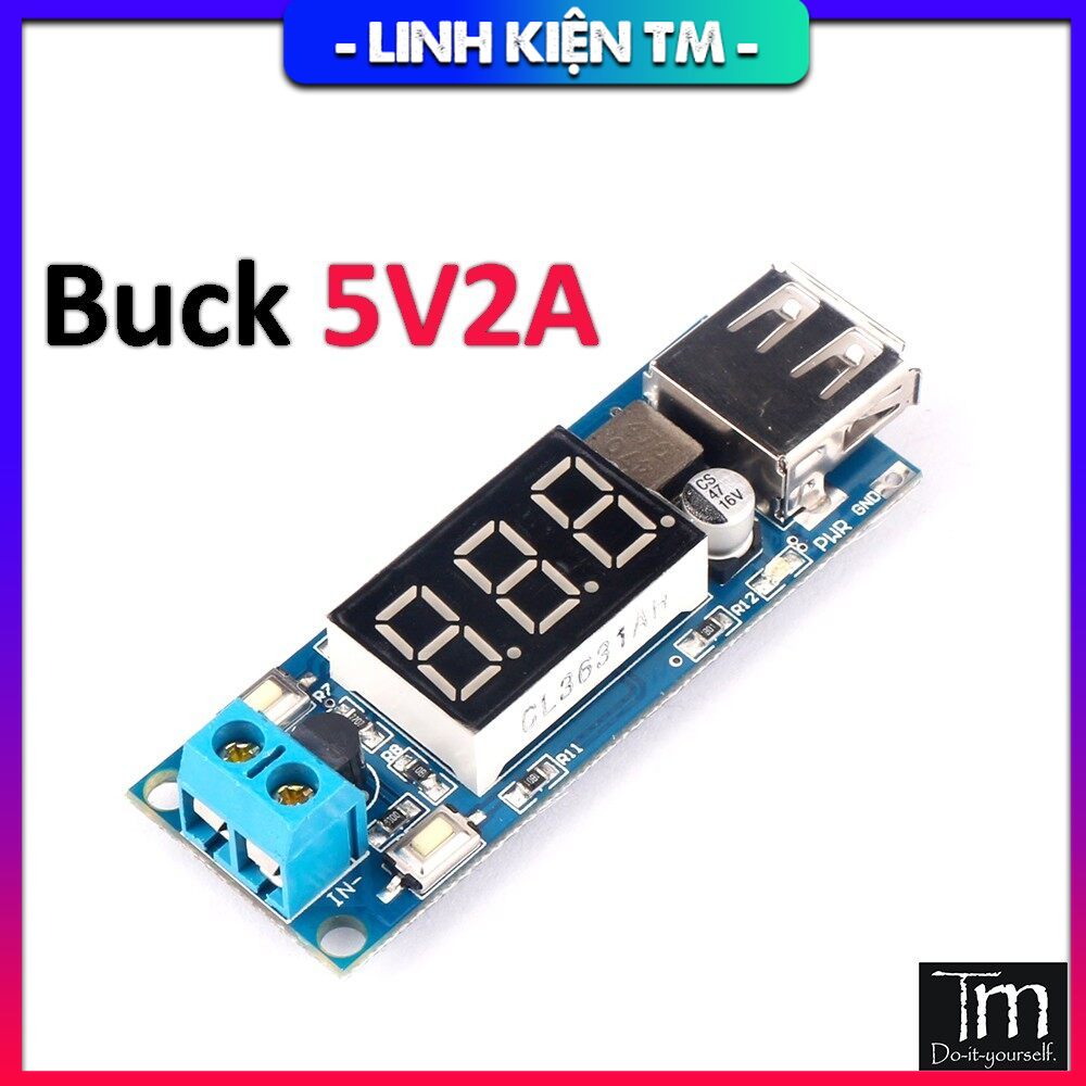 Mạch hạ áp hiển thị led cổng usb 5v-2a