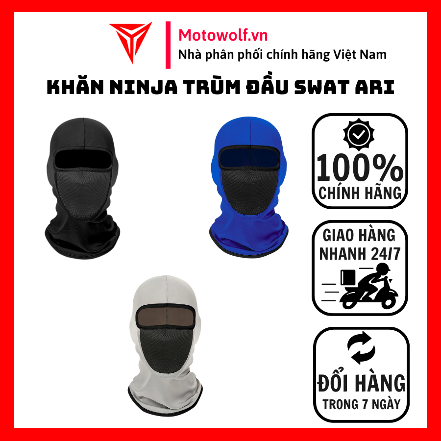 Khăn Phượt Trùm Đầu Ninja Điều Hòa ARI Cao Cấp - Khăn Chống Nắng siêu cấp, Chống Tia Uv Đa Năng - Motowolf Việt Nam