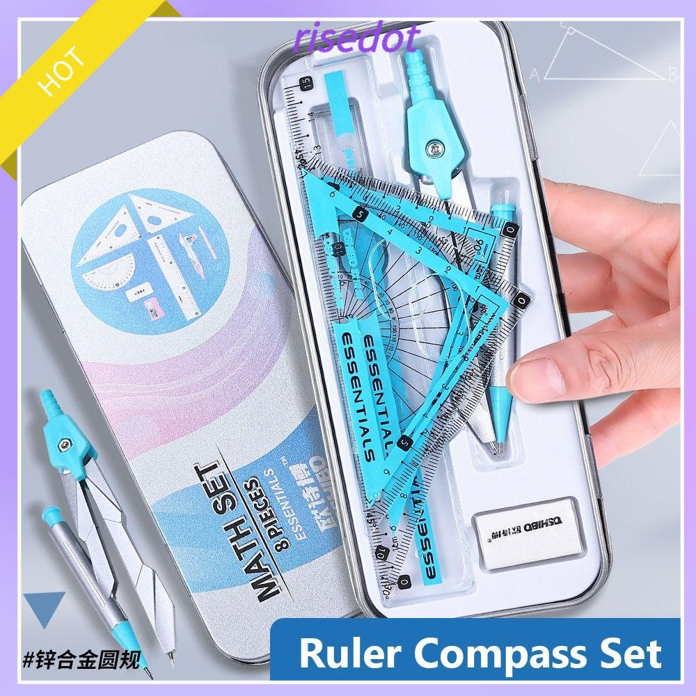 8 Pcs Math Geometry Set, Geometry Compass Sets School Drawing Compass And Protractor Set For Students' Mathematics Teaching And Learning Drawing Geometric Figures Kids Stationery Gifts Pink - View #5