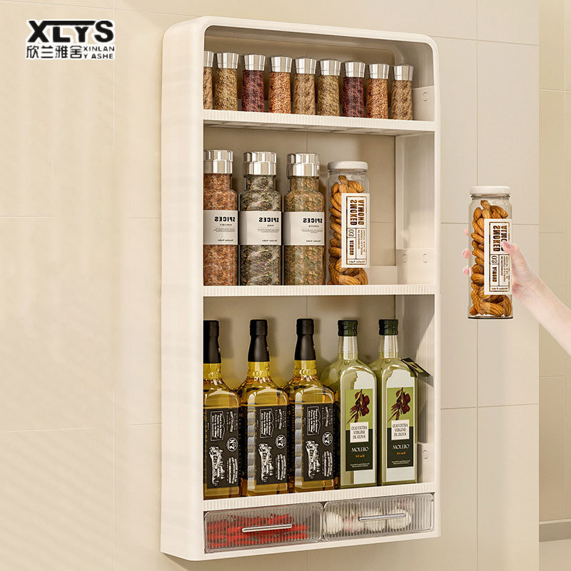 shelf Wall hanging rack Kitchen shelf Wall-mounted punching-free storage rack Multifunctional shelf ราคา 253 บาท*ส่งฟรี
