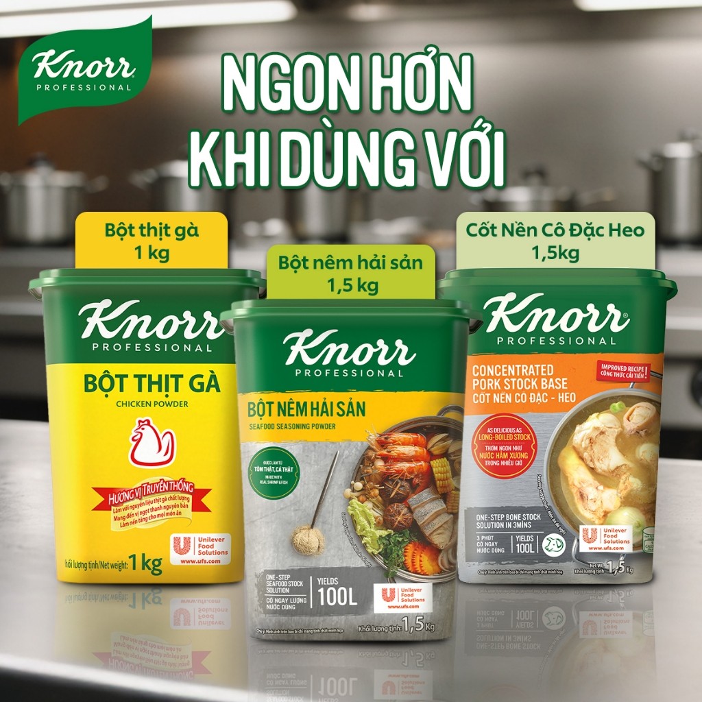 CỐT NỀN CÔ ĐẶC HEO – BỘT NÊM HẢI SẢN – BỘT THỊT GÀ KNORR PROFESSIONAL 1KG – 1.5KG
