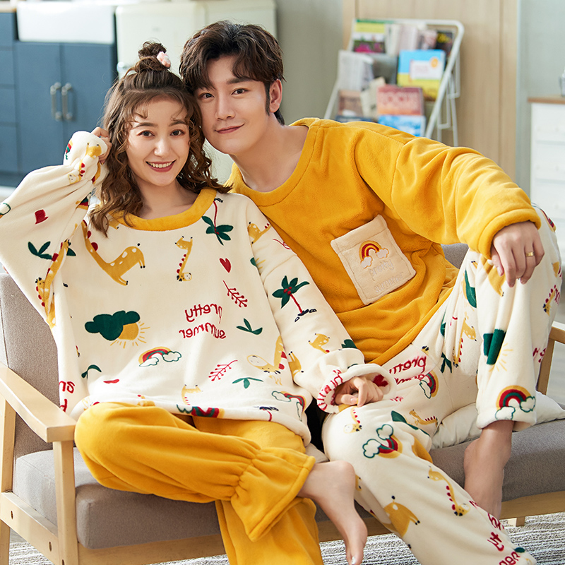 pyjama pijama Đồ ngủ Đồ mặc nhà đôi đồ mặc nhà thu đông lụa cặp đôi cao cấp nam Bộ Đồ Ngủ Pijama Quy