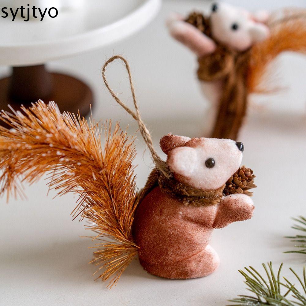 SYTJTYO Bọt dây chuyền hình con sóc hồng giáng sinh Dễ thương Vải thô Trang trí cây giáng sinh Sáng Tạo Tinh tế Đồ trang trí treo hình sóc mô phỏng Trang trí tiệc giáng sinh vui vẻ