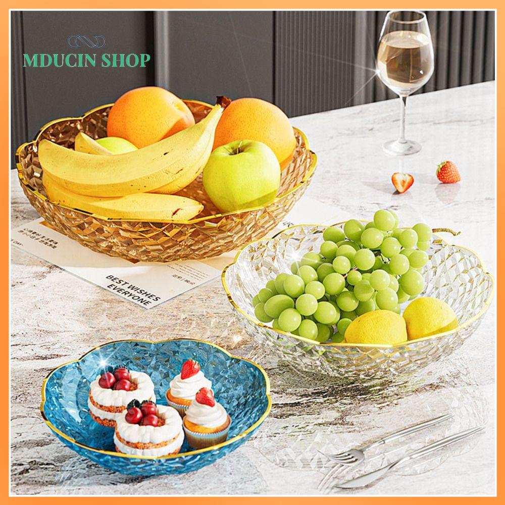 MDUCIN SHOP Hình bông hoa Đĩa trái cây  cương Trong suốt Khay salad tráng miệng Tinh tế Màn hình Đĩa ăn nhẹ Hộ gia đình
