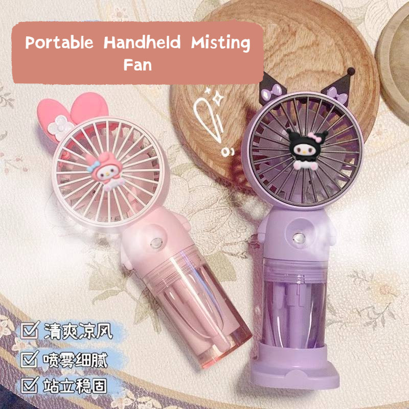 Portable Handheld Misting Fan Rechargeable Battery Operated Spray Water Mist Fan 3 Speeds Small Personal Cooling Fans for Outdoor,Travel, Makeup, Home, Office, Camping