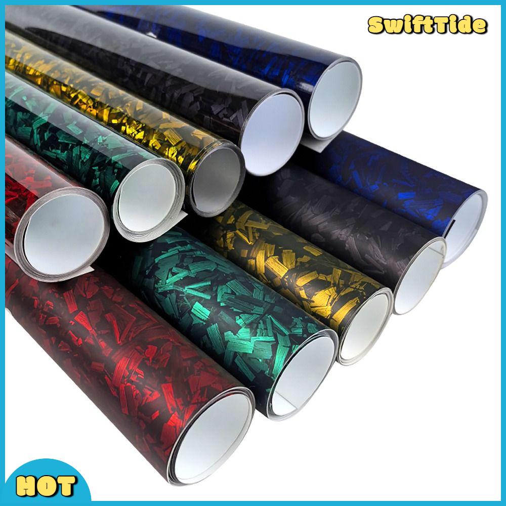 SWIFTTIDE Hiệu ứng mờ 3D/6D Màng Vinyl sợi cacbon Độ bóng cao 50x30cm Miếng dán thân xe máy Thời trang Sợi carbon rèn Nhãn dán nội thất xe hơi Dành cho ô tô xe máy tự làm