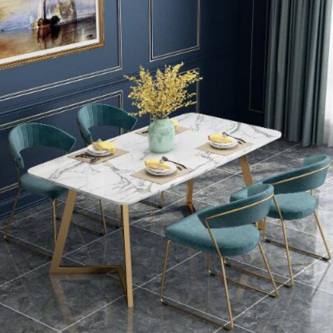 TMDT 13 Marble Dining Table - L160xW80xH75cm,White color top