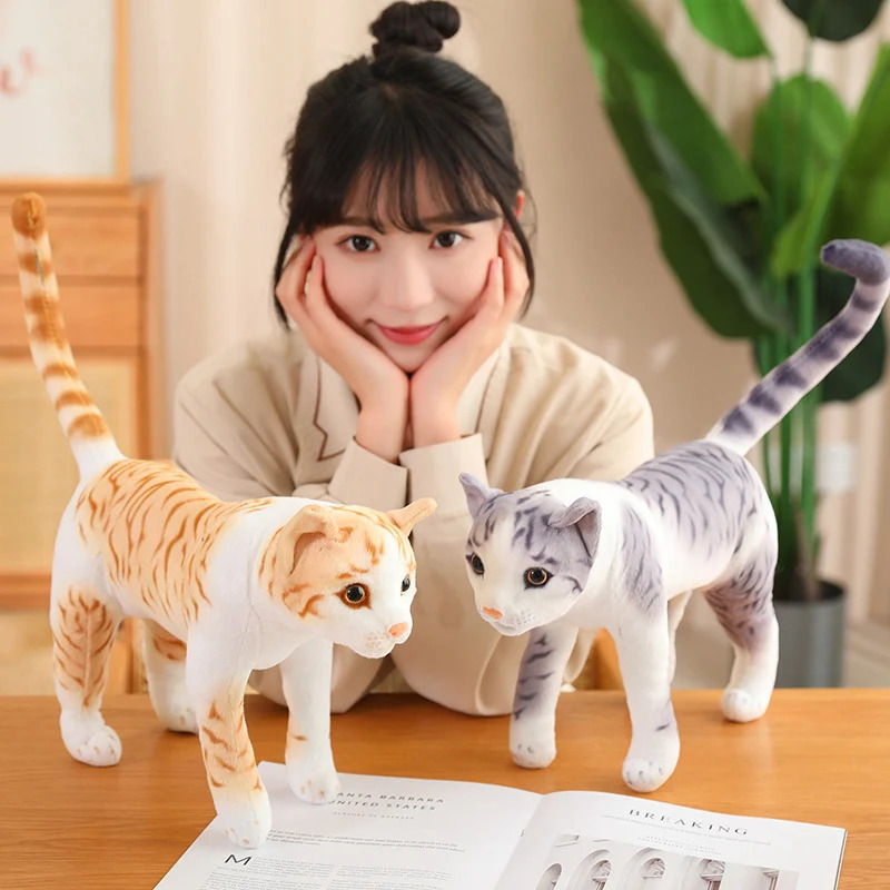 Đồ chơi nhồi bông mèo nhỏ sống động, thú nhồi bông mềm mại, búp bê mèo thật, mèo hoang cho trẻ em, q