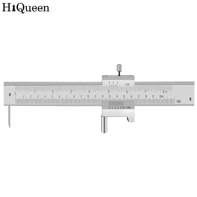 HiQueen Vernier Caliper 0-7.8" Stainless Steel Parallel Marking Vernier Caliper With 2 Needles, Clear Scale, Polished Marking Gauge Measuring Tool