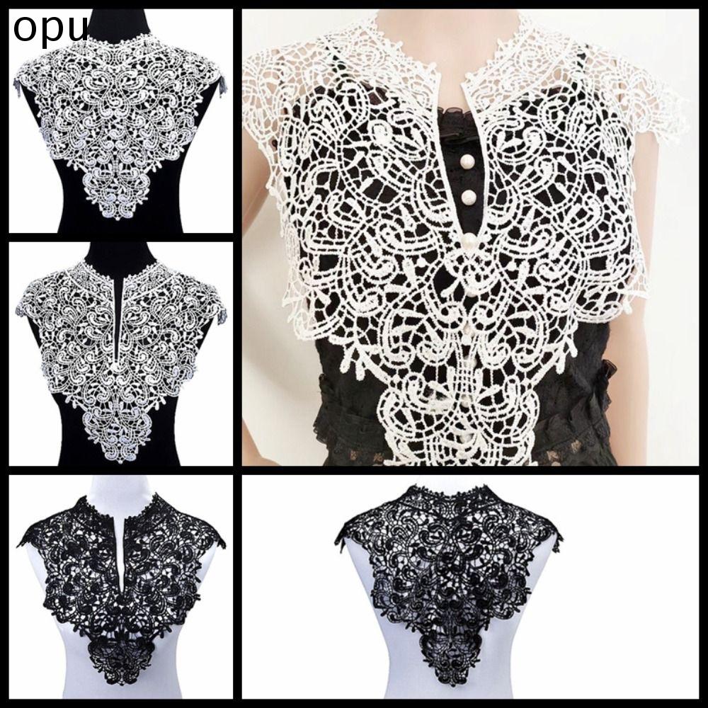 LOPU Có thể tháo rời Đường viền cổ áo ren Rỗng Vải Thêu Đường viền cổ áo nữ Thanh lịch Băng đeo cổ Đ