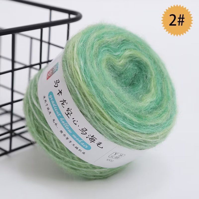 Benang Rajut 50g Ombre Benang Rajut Mohair Macaron Rainbow Spotty Yarn Benang Rajut Gradasi Benang Croche