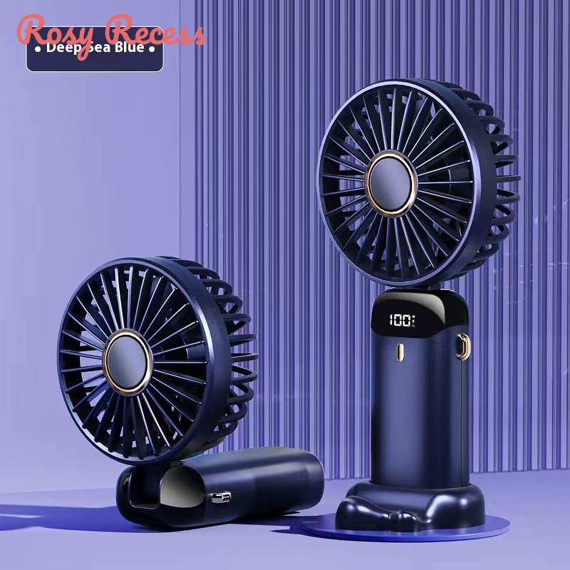 Rosy Recess Portable USB Rechargeable Mini Fan with Display, Foldable Design for Office Use ราคา 69 บาท*ส่งฟรี