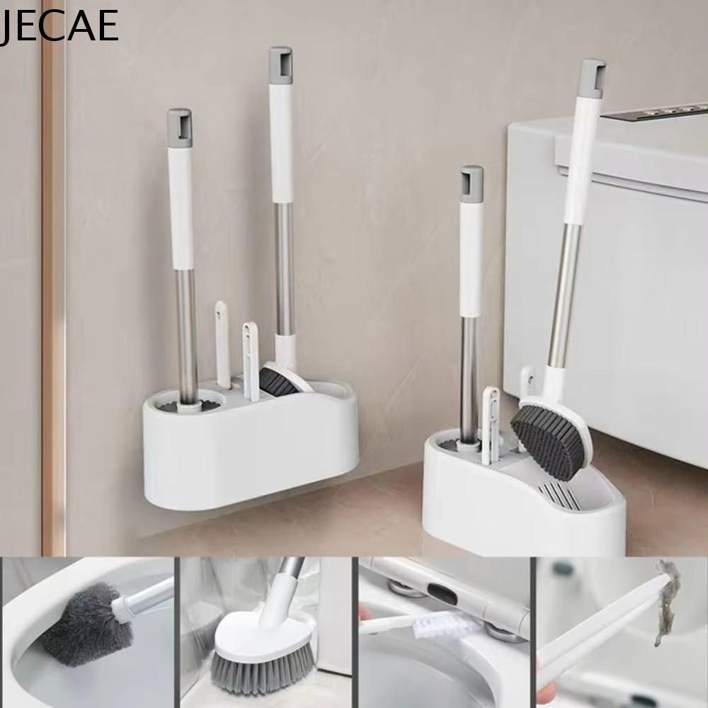 JECAE Tay cầm dài Bàn chải vệ sinh nhà tắm Gắn tường 4 trong 1 Bàn chải vệ sinh WC Thực tế Nhanh khô Bàn chải vệ sinh phòng tắm Hộ gia đình