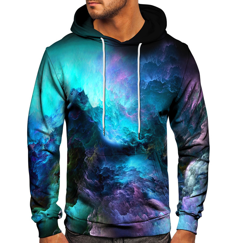 2025 New Adult Colorful Galaxy Planet Moon 3D Printed Mens Hoodie Unisex Hooded Sweatshirt Autumn St