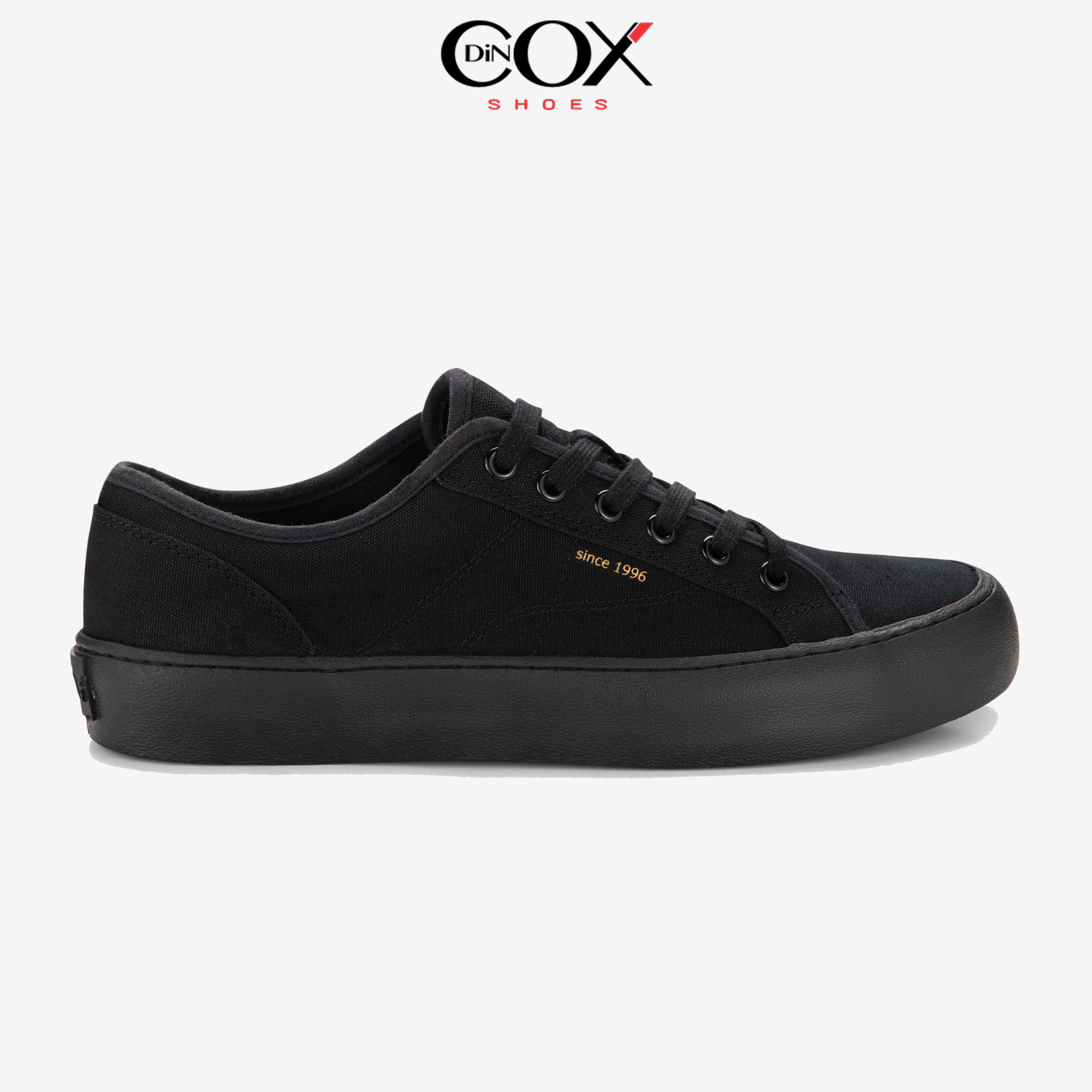 Giày Sneaker Vải Canvas Nam Nữ E18 Black Dincox Sang Trọng