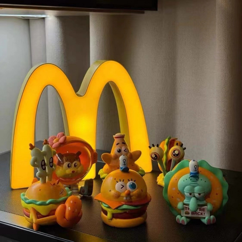 SpongeBob King Package Crab Burger Cartoon Cute Handmade Toy Desktop Decoration Birthday Gift Trend Dolls
