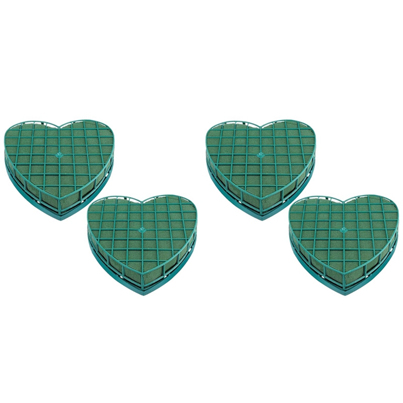 (GJFZ) 4Pcs Floral Foam Heart-Shaped Flower Holder with Floral Foam for Wedding Centerpiece Car Table Floral Arrangement