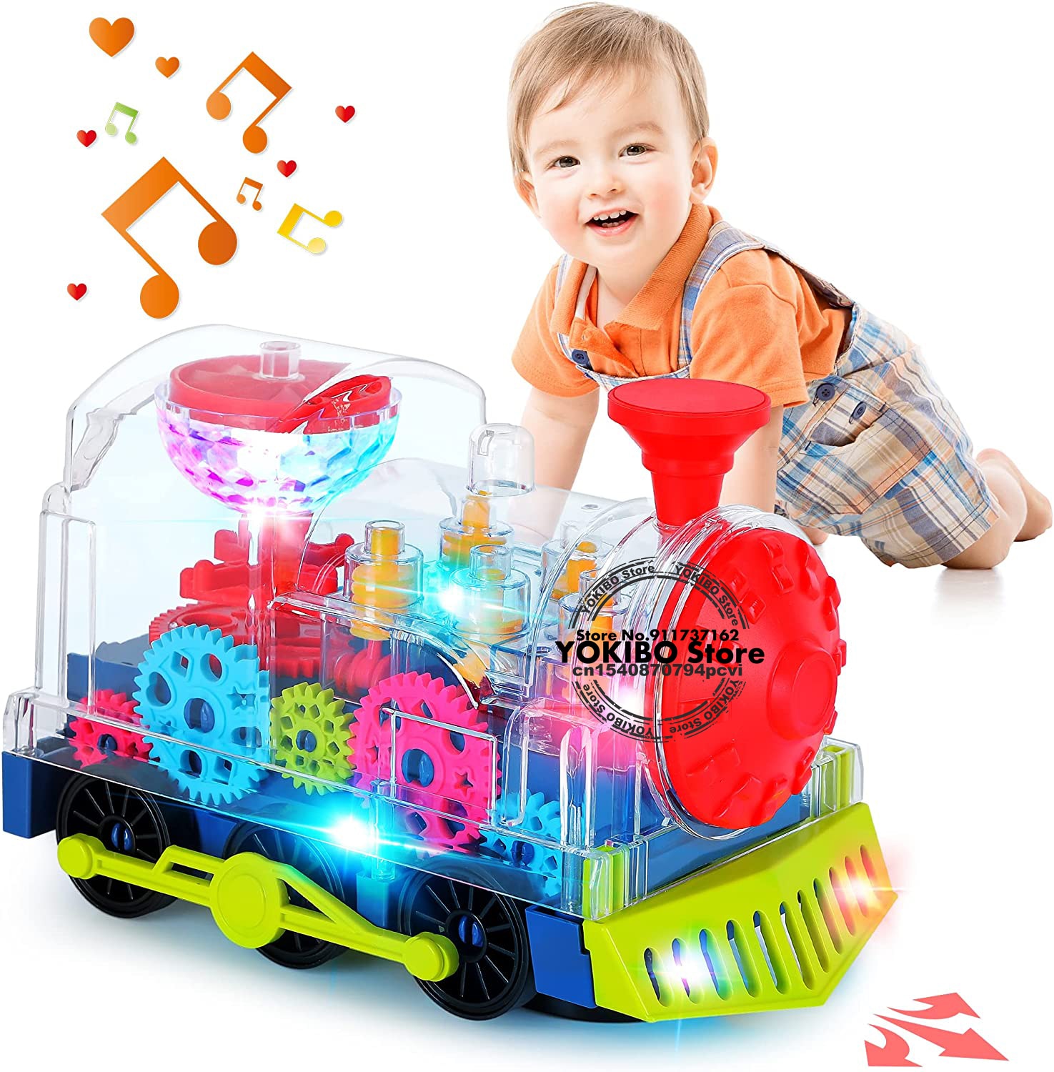 Electric Train Toy For Ks Toddlers Crawling Train With Light Sound Music