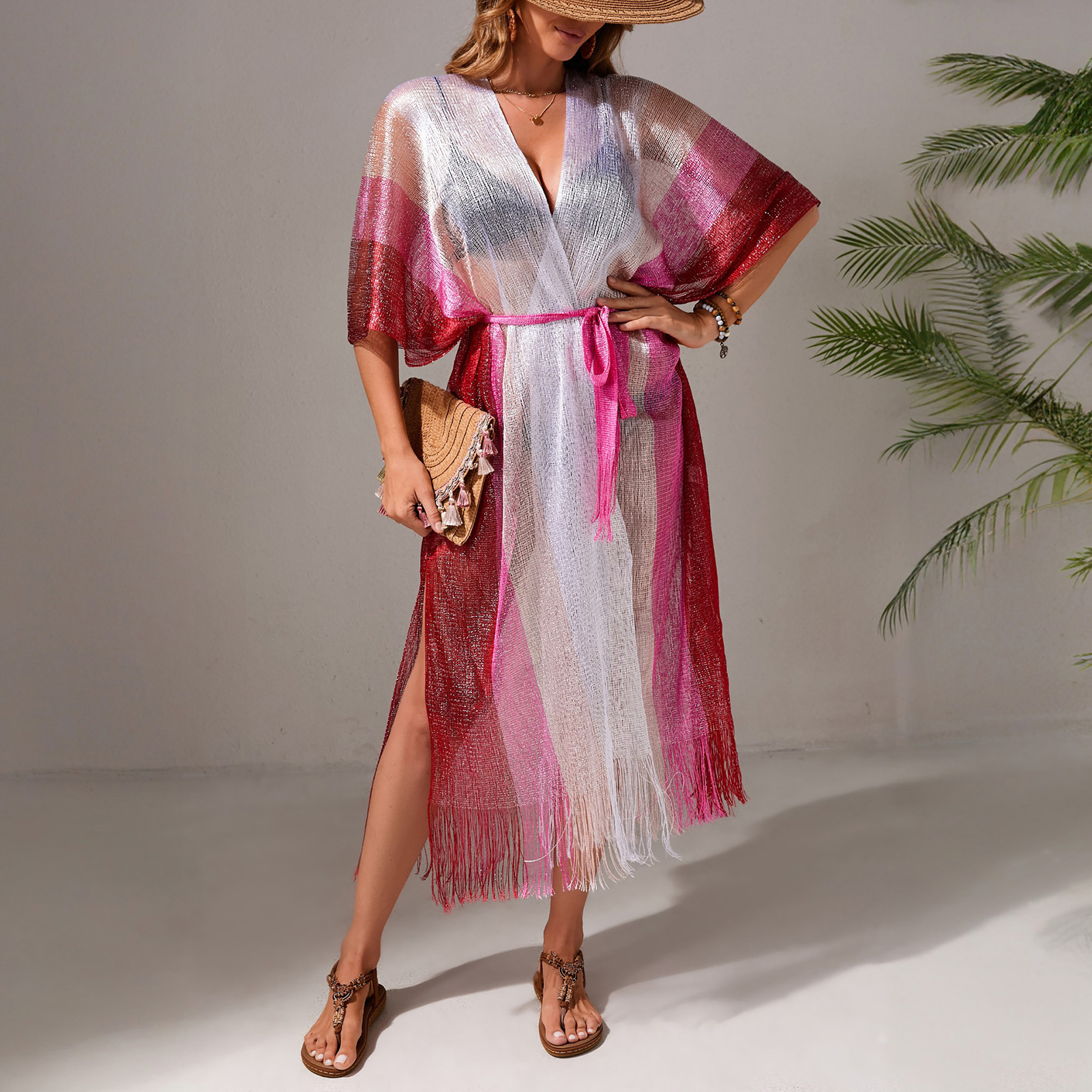 Siji thấm nước Cardigan linh hoạt Áo Cardigan nữ Sexy tua lưới đi biển che cho bảo vệ khỏi ánh mặt t