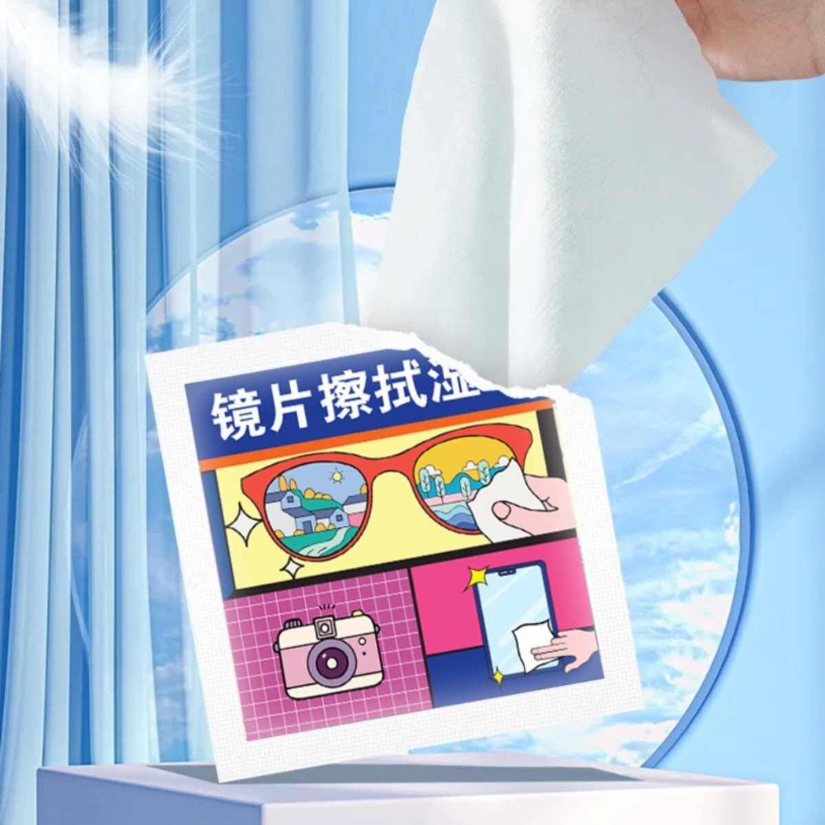 Hộp 100 khăn lau kính chống sương mù, chống dấu vân tay, chống mờ, loại bỏ vết bẩn trên tròng kính hiệu quả