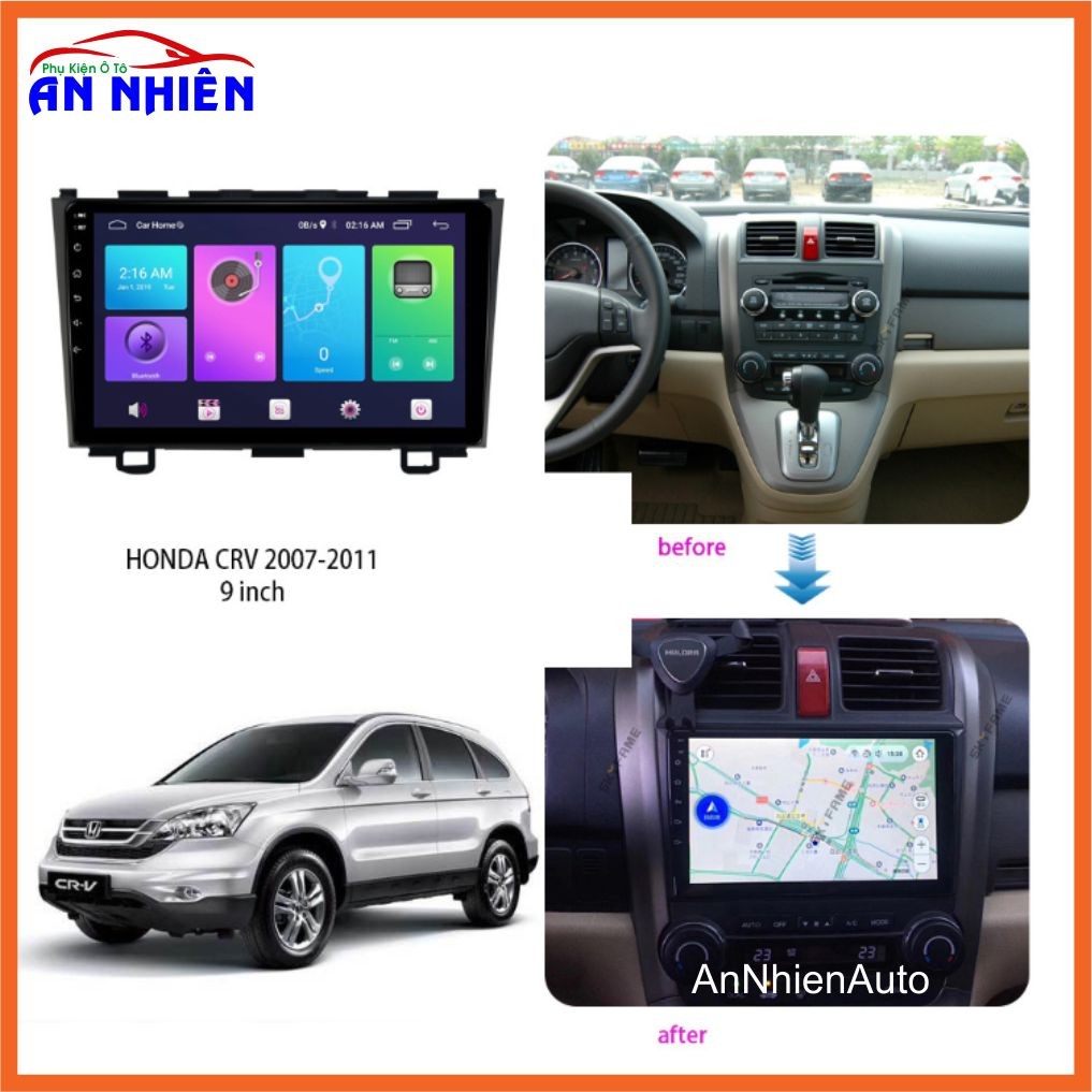 Mặt dưỡng lắp màn android HONDA CRV 2007 - 2011 9 inch