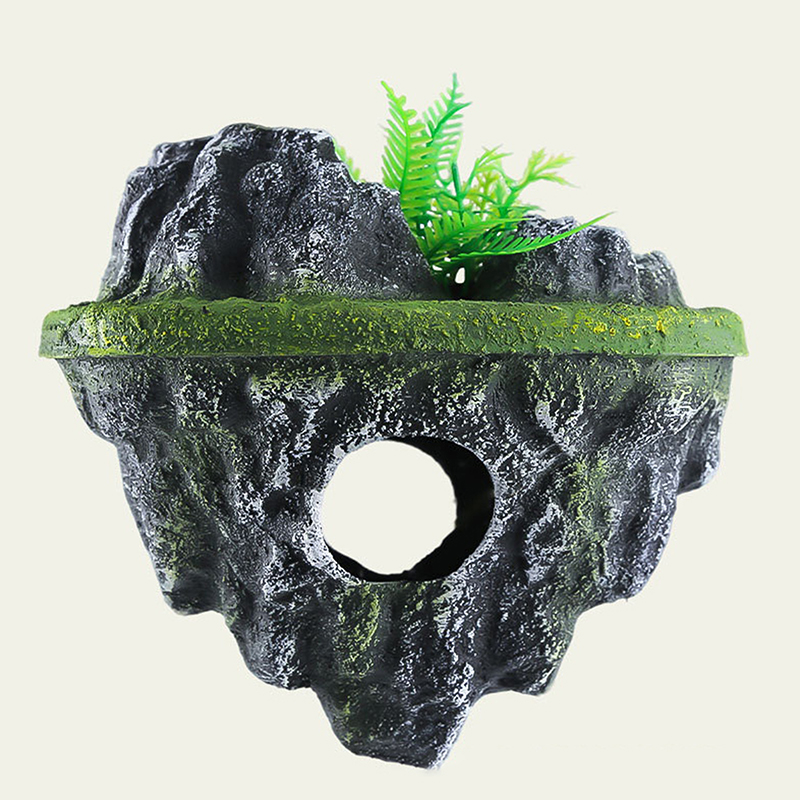 UNIKI Treo đảo bể cá trang trí sáng tạo nổi đá mô phỏng nhà máy hang động đồ trang trí thủ công Phụ kiện hồ cá - 3