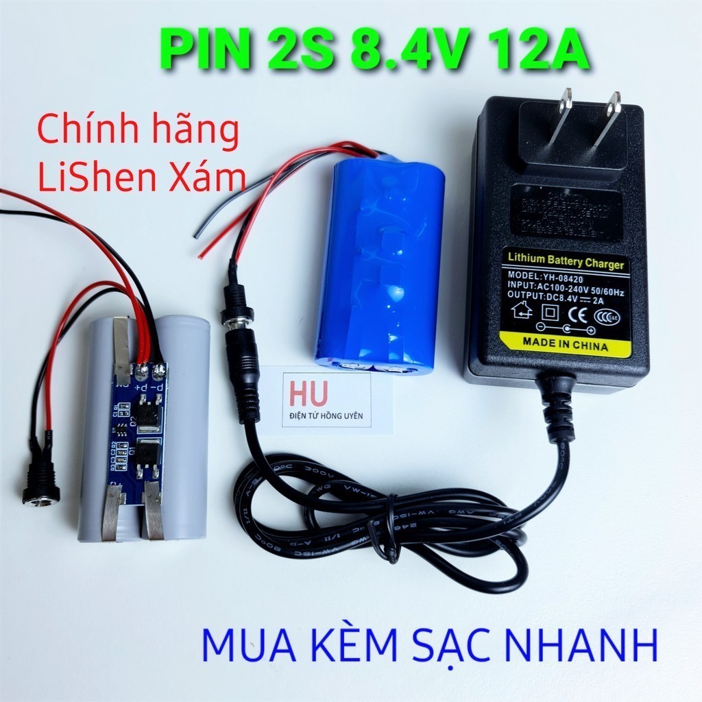 (Flash Sale) Pin 2s 7.4V 2600mah xả cao 12A Dùng thay pin đèn, loa..... Đóng từ 2 cell pin 18650 chính hãng Lishen