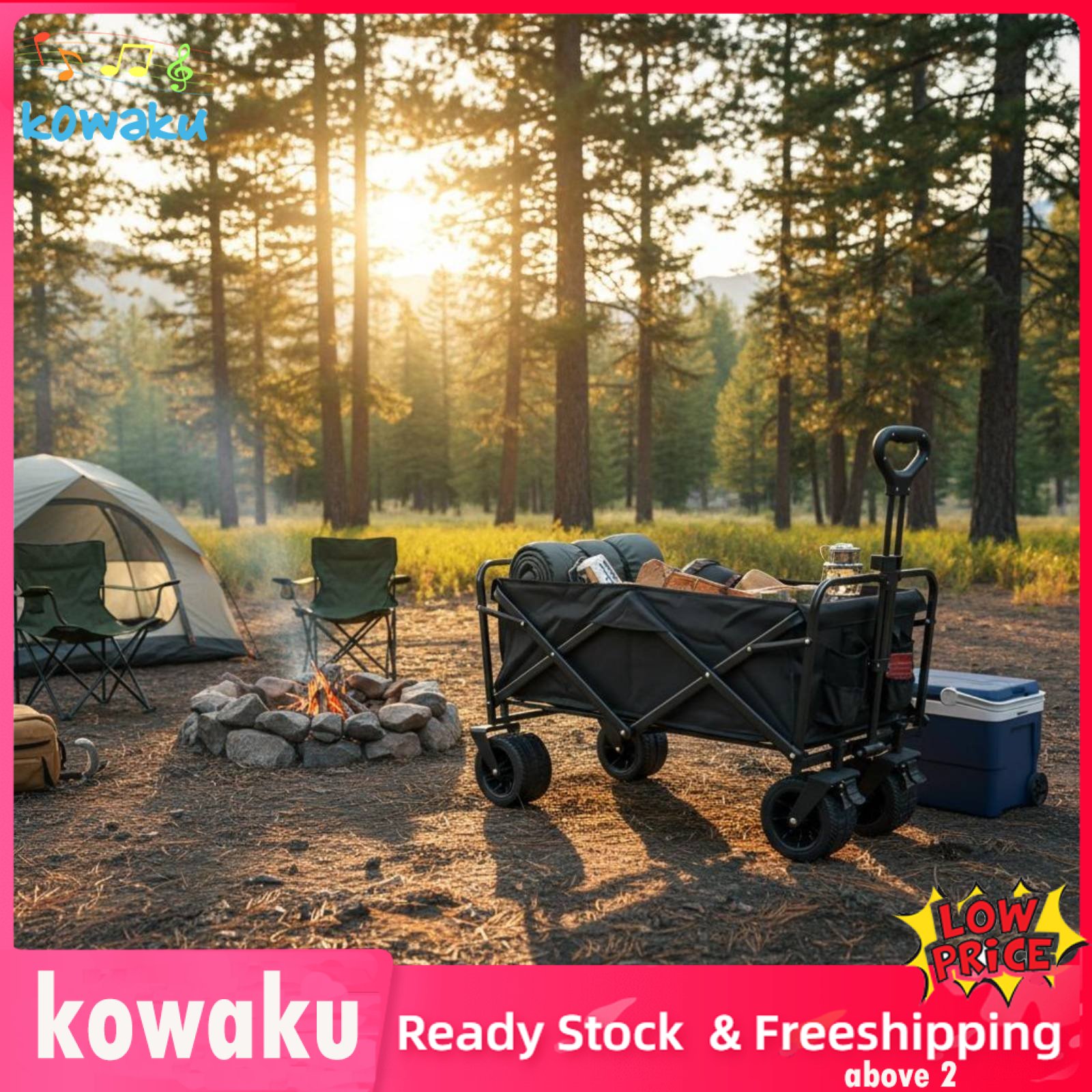 kowaku Large Capacity Foldable Camping Wagon Sturdy Steel Frame Outdoor Wagon with Tailgate Easy to Clean Collapsible Utility Cart with All-Terrain Wheels Tear-Resistant Material for Fishermen, Gardening Giá 3,729,768 Đồng*Miễn phí vận chuyển