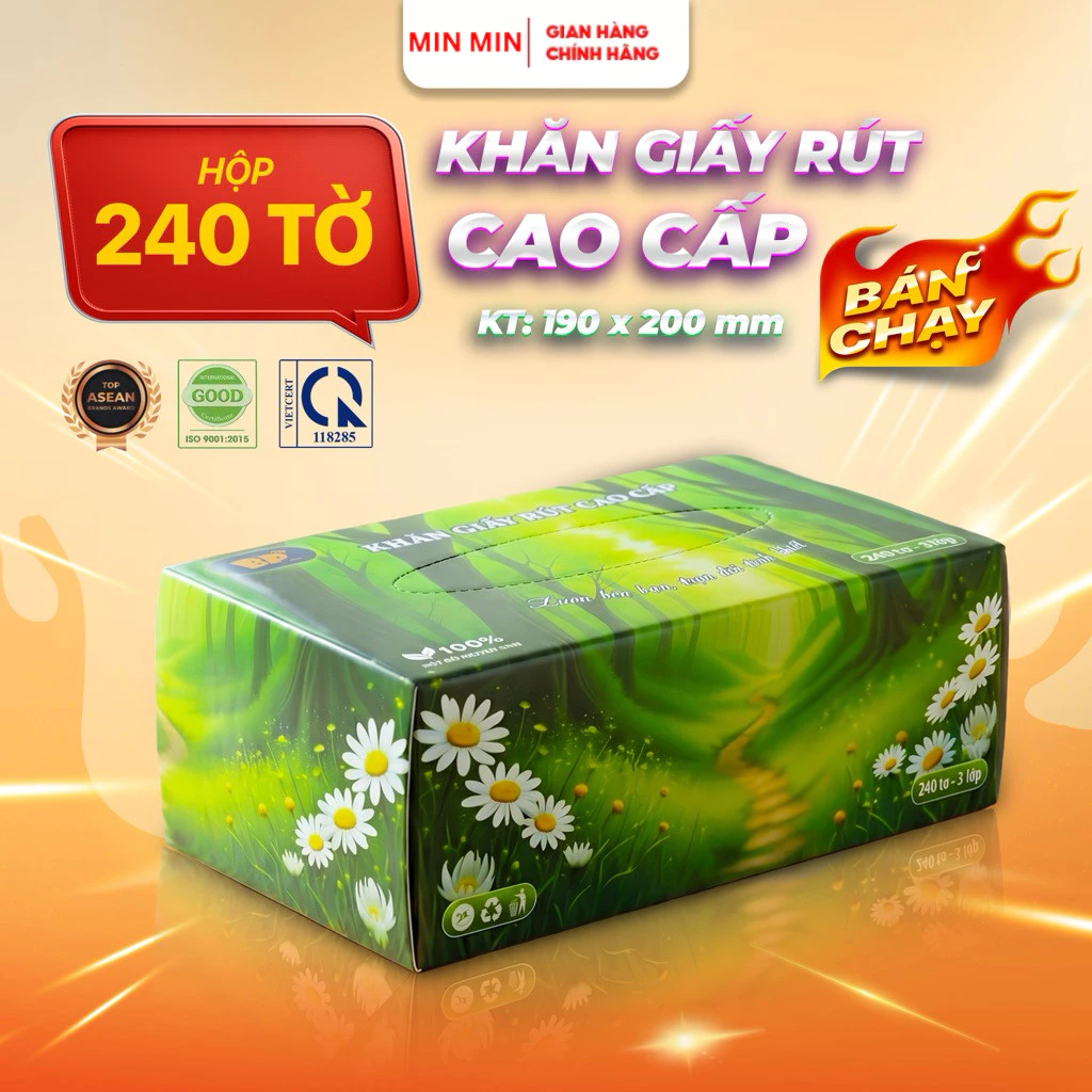 [ Xanh lá ] Khăn Giấy Rút Hộp BP TISSUE cao cấp - Phiên bản Rừng xanh 3 lớp 240 tờ dày dặn, mềm mịn, siêu dai.