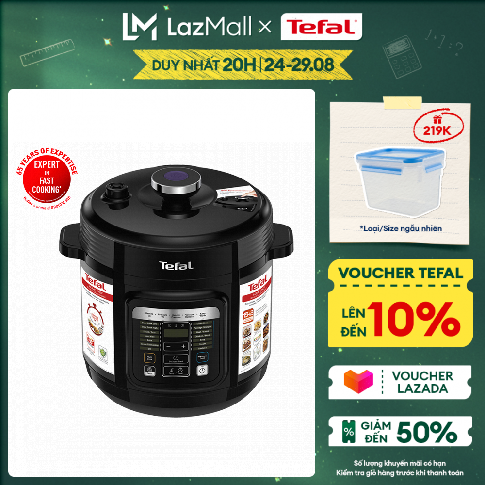 [Trợ giá 125K 8-10.8] Nồi áp suất điện đa năng 6L Tefal  CY601868 - Gian hàng chính hãng bảo hành 2 năm