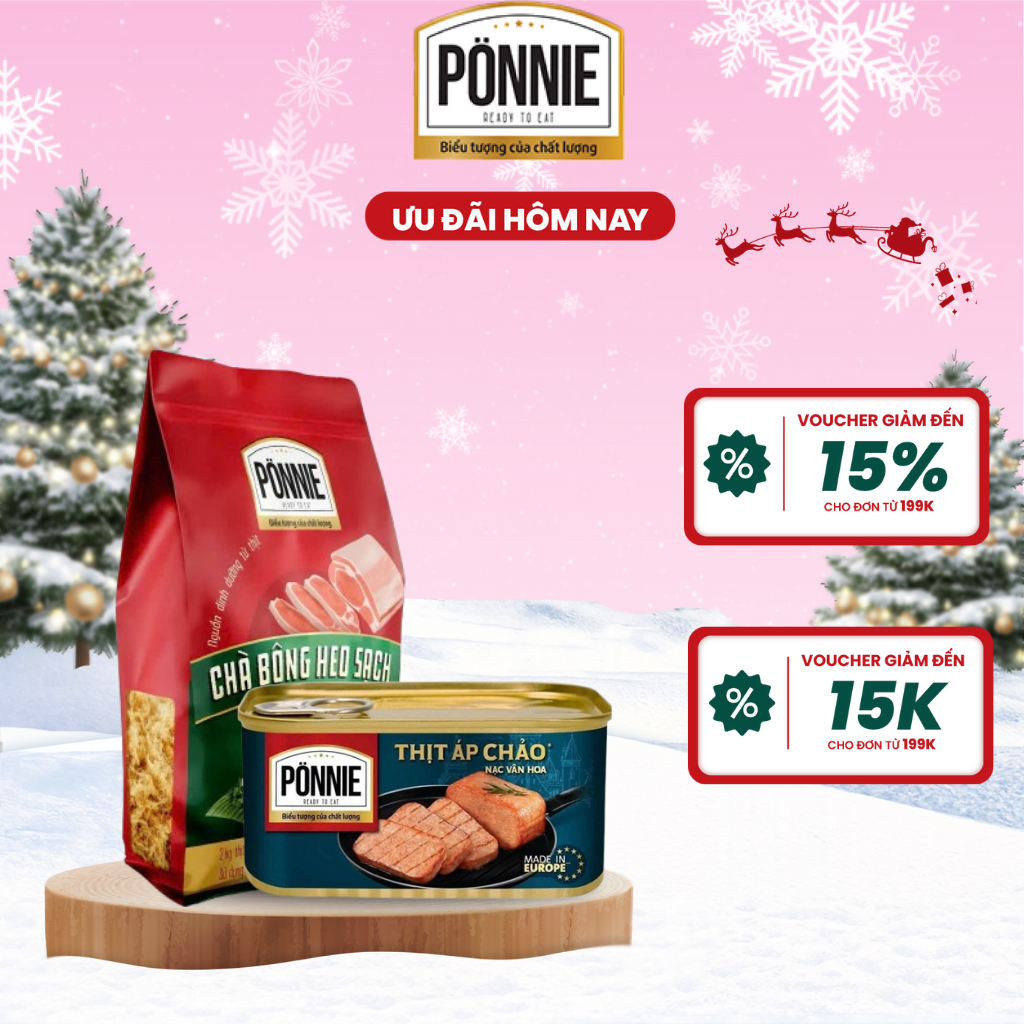 [GIAO HÀNG TOÀN QUỐC] Combo tiện lợi Ponnie gồm Thịt áp chảo và Chà bông gói 300gr Giá  129,000 Đồng*Miễn phí vận chuyển