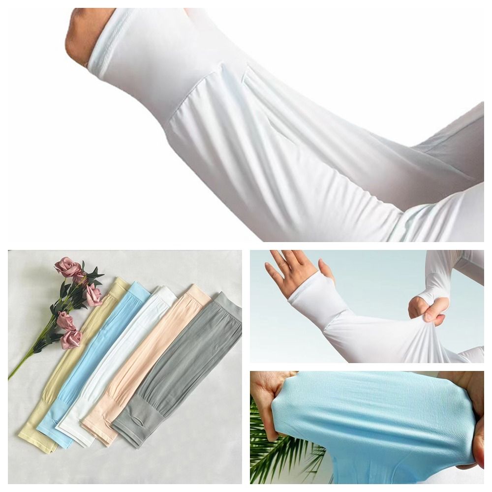 1972YAN1 Lụa băng Tay áo chống nắng Chống tia UV Mỏng Tay áo đạp xe Thời trang Rộng Tay áo Băng Lái xe