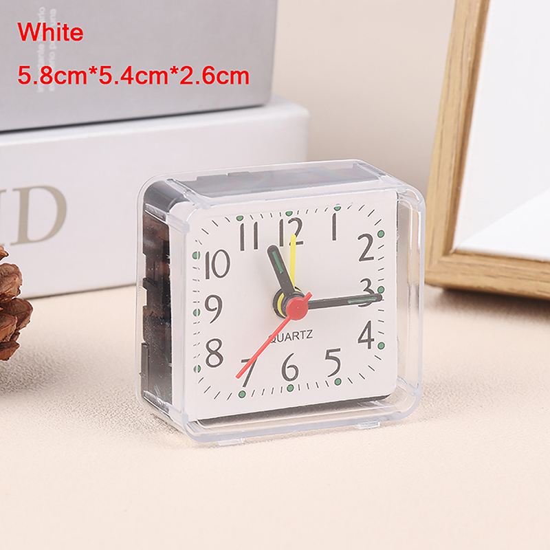FI61grXf 1PC Mini Vuông Đồng hồ báo thức thạch anh Đồng hồ báo thức Pin hoạt động bảng phòng ngủ đồng hồ cho ngủ nghiên cứu trang trí nội thất