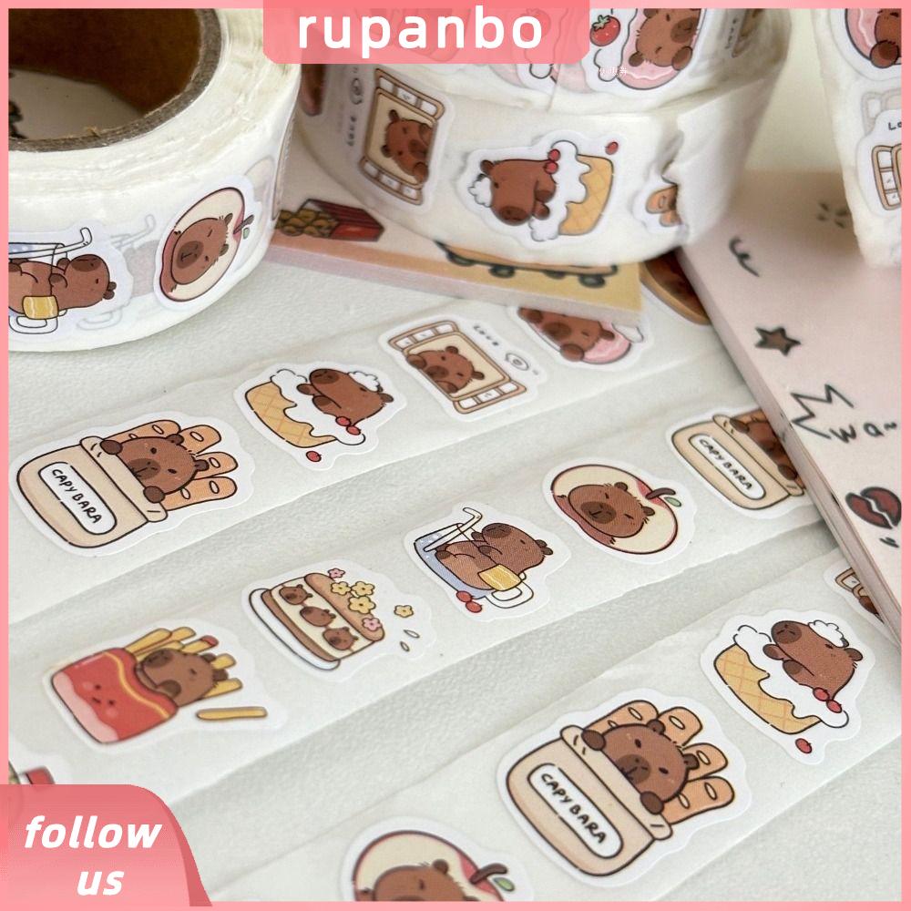 RUPANBO039392692 500pcs PVC Miếng dán capybara Tạo động lực Không thấm nước Nhãn dán niêm phong Dễ thương Đề can tự dính Sổ lưu niệm