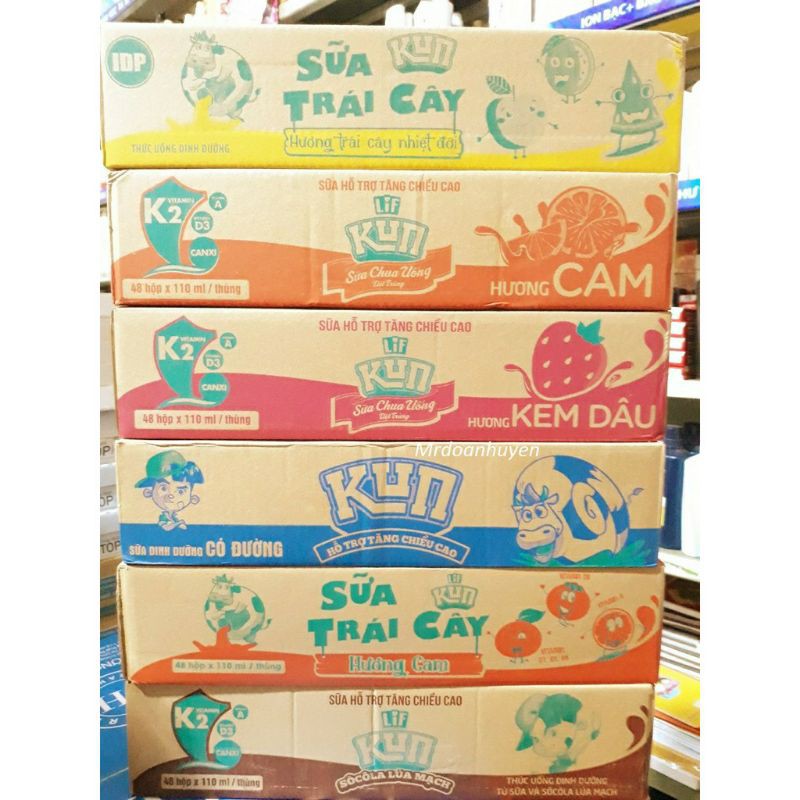 [Tách thẻ]Thùng sữa tươi Kun trái cây cam, dâu, trái cây (48hộp x110ml) nhận mix vị theo yêu cầu ( bách  hóa gia đình )