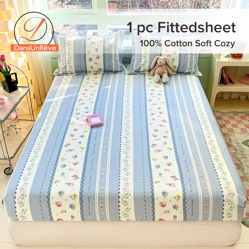 Dansunreve 100% Cotton Bedsheet 800TC Cute Cartoon Fitted Bedsheet Mattress Protector Single Queen King Size ราคา 239 บาท*ส่งฟรี