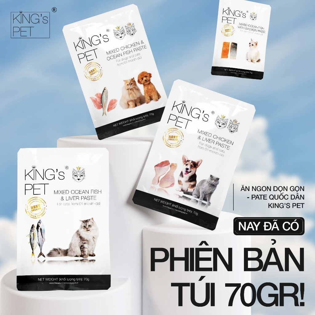 [HỎA TỐC] - Chính hãng - Pate King’s Pet Túi 70gr Thức Ăn Cho Mèo Đủ Vị - King Pet Bảo Anh