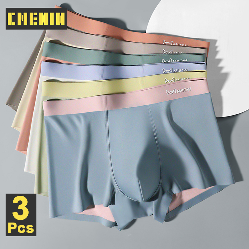 CMENIN 3Pcs ขายร้อนไนลอนเซ็กซี่ชายชุดชั้นในชายนักมวยกางเกงBreathable Trunkกางเกงชั้นในชายBxoersกางเกงขาสั้นบุรุษ M1021 ราคา 345 บาท*ส่งฟรี