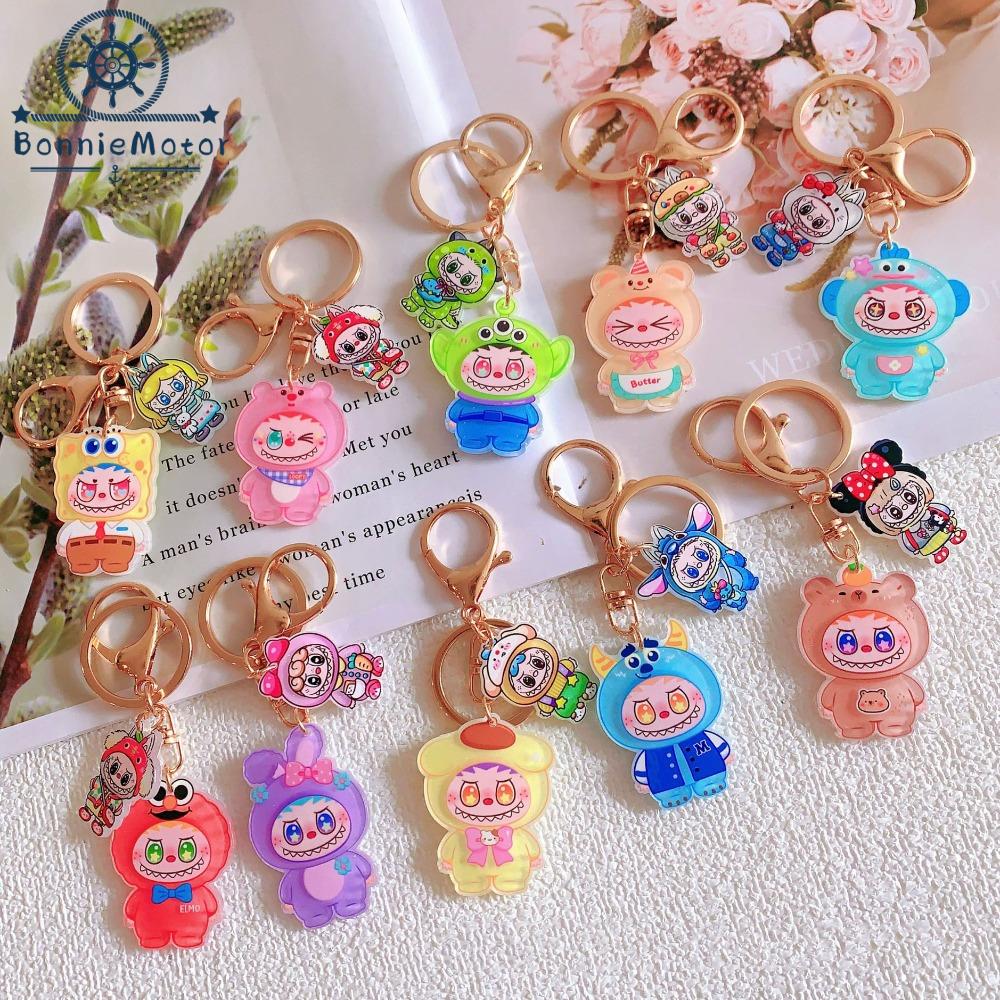 SHIBEN Mèo Con dây chuyền Acrylic kuromi labubu Capybara Hạt Charm Móc khóa cừu labubu Móc chìa khóa