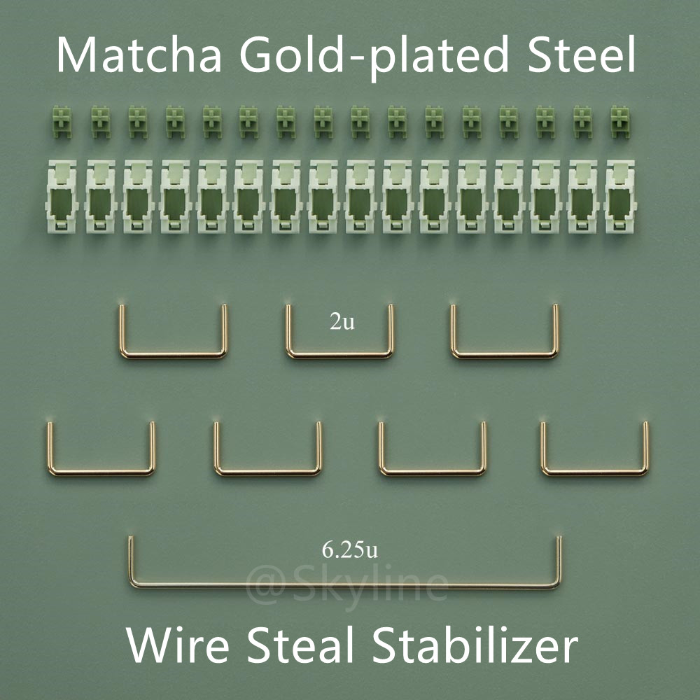 【】 Holy Panda Matcha Gold-Plated Steel Wire Steal Stabilizer Mechanical Keyboard Maintain Diy Kits 6