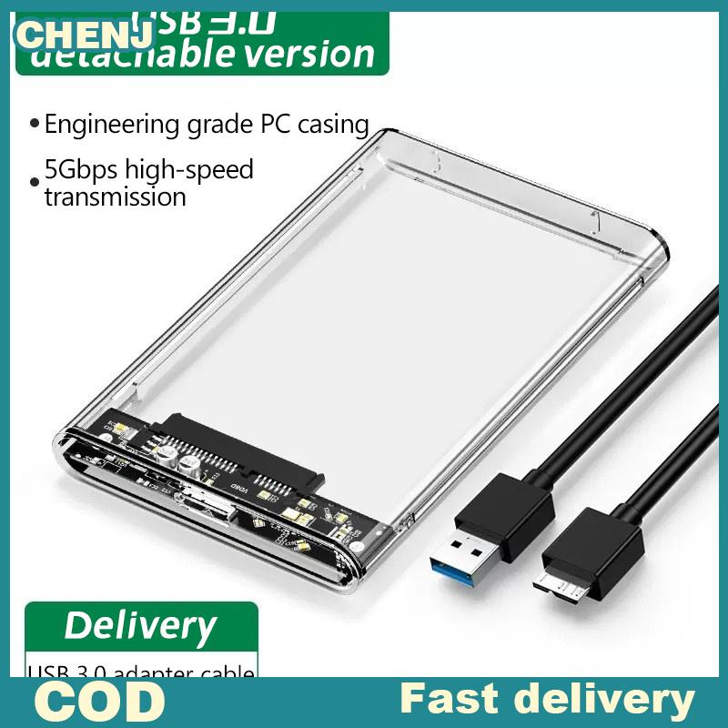 CHENJ ฮาร์ดไดรฟ์ภายนอกโปร่งใส2.5or3.0นิ้ว HDD SSD เคส Micro-B เพื่อ USB3.1 4TB ไดรฟ์ที่อยู่อาศัยเข้ากันได้กับแล็ปท็อป UASP SATA III ราคา 88 บาท*ส่งฟรี