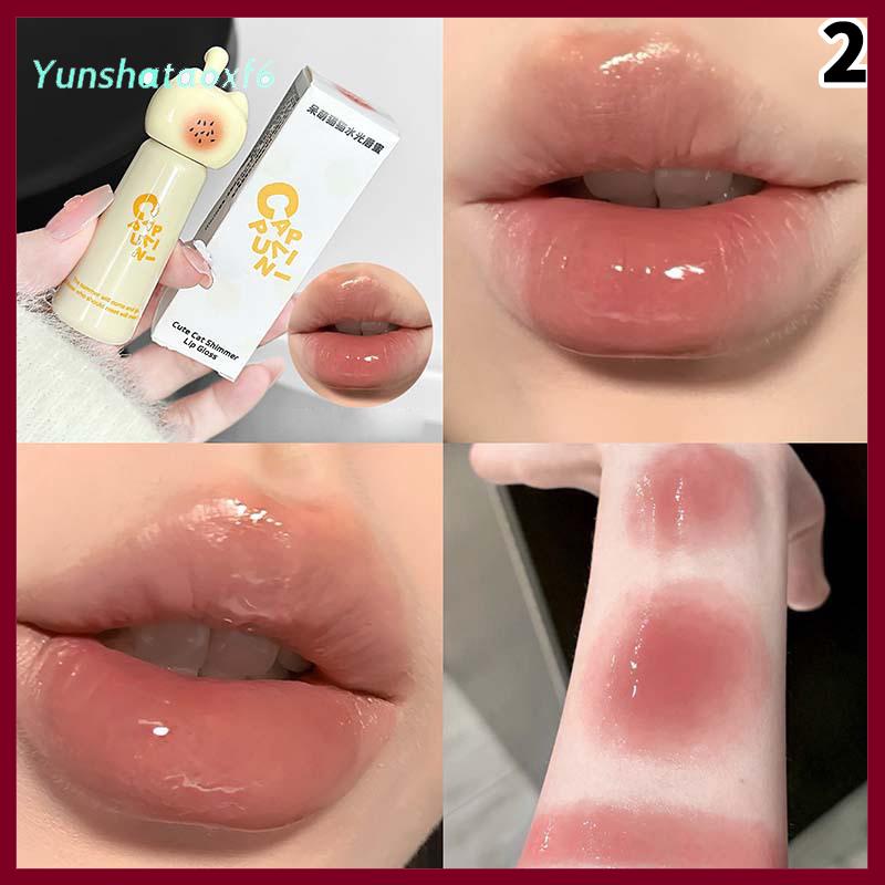 yunshataoxf Cappuvini dễ thương mèo Son bóng dưỡng ẩm mịn màng và lâu dài môi Men 4 màu dễ dàng để áp dụng môi vết bẩn cho người mới bắt đầu - 2