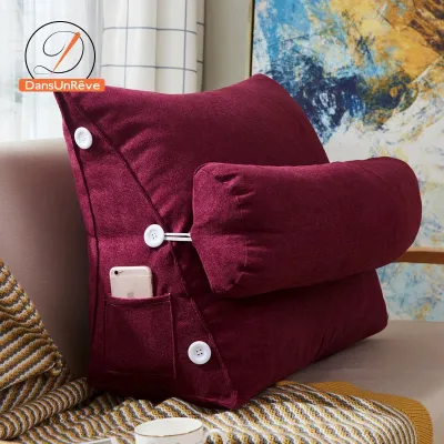 Sofa Rest Lumbar Cushion Cotton Linen Lounger Lazy Office Chair Back Cushion Bed Pillow 45*50*20cm